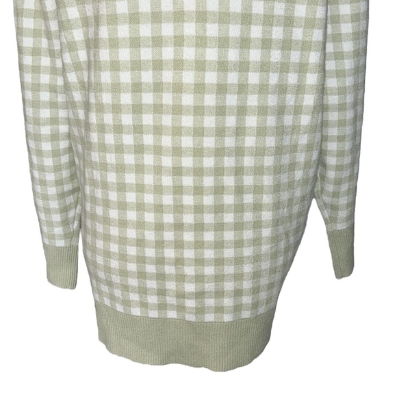 JOIE Green Gingham Checker Plaid Gold Button Front Cardigan - M - Picture 8 of 12